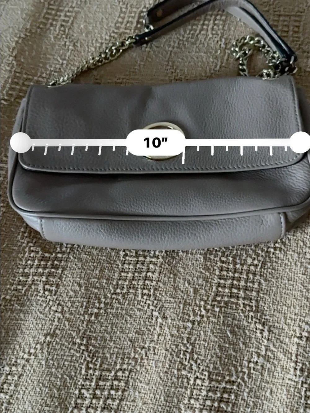 Michael Kors Pebbled Gray Leather Shoulder Bag with Chain Strap